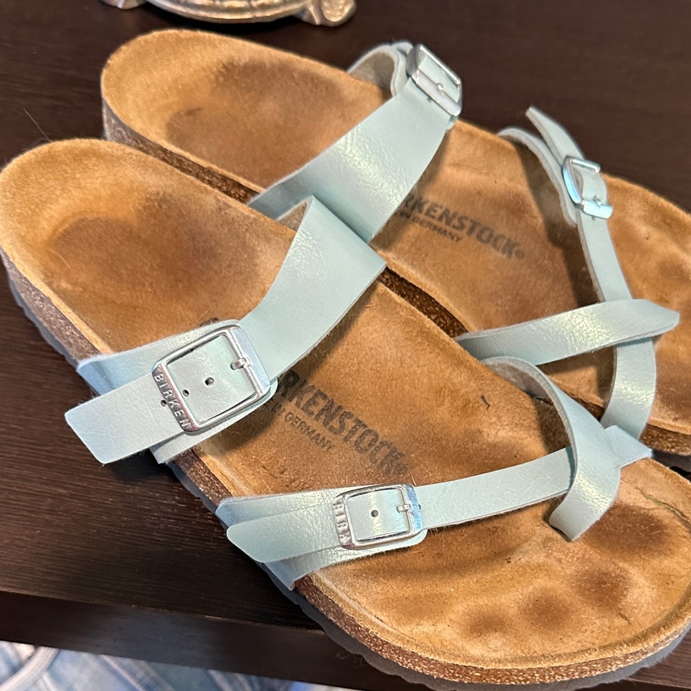 Birkenstock Sky Blue Cross-Strap Sandals
